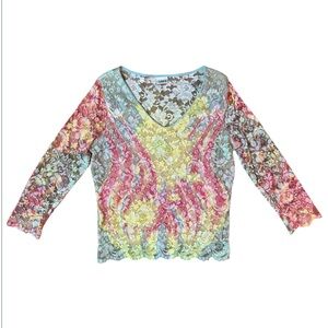 Love Amore Y2K Multicolor Lace Women's Top Size:XL EUC
